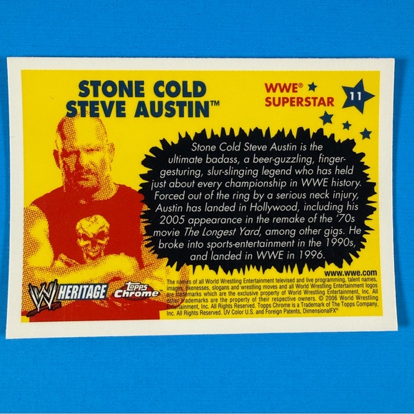 2006 Topps Heritage Chrome WWE Wrestling Card #11 Stone Cold Steve Austin - Picture 2 of 2